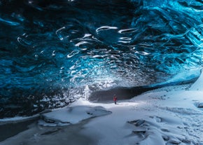 To-dages vintertur til sydkysten med Jökulsarlon-gletsjerlagunen og krystalisgrotte